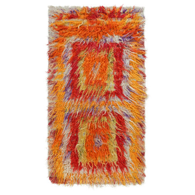 Wool Area Rug in Red/Orange/Gold