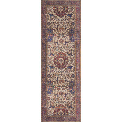 Oriental Sand/Red/Blue Area Rug