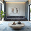 Vacuum compressed grey four-seater living room sofa