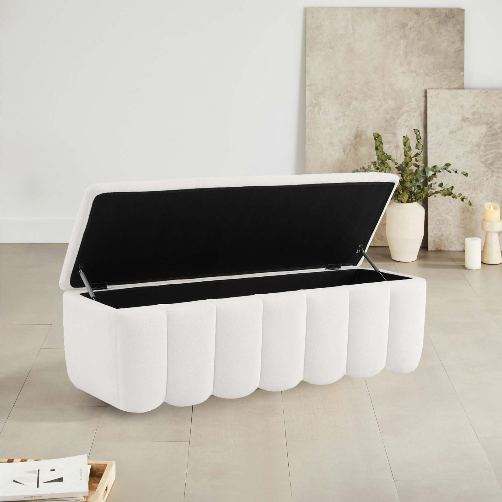 Jeddo Storage Bench, Elite Ivory Linen