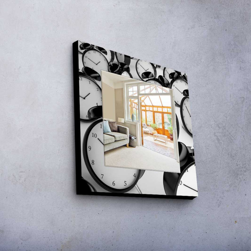 Élégant miroir décoratif avec cadre 100% bois de pin, 19,7 po x 19,7 po | Miroir en verre véritable (épaisseur: 0,2 pouce) | Peinture sur tissu élégante | Parfait pour la décoration intérieure et le vestibule, design durable et chic