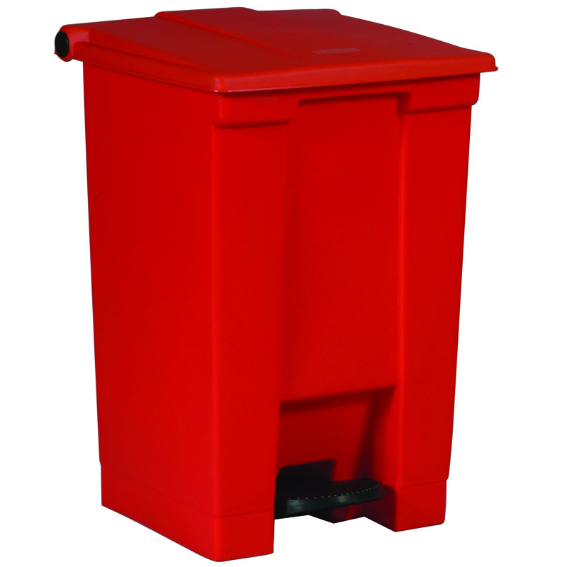 Container 12 Gallon Step On Trash Can, Red