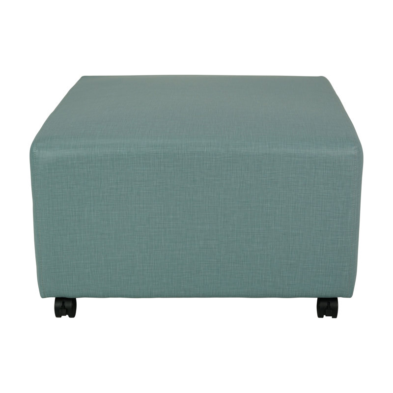 Pro Series Upholstered Square Mobile Ottoman with Tech Panel, Blue
