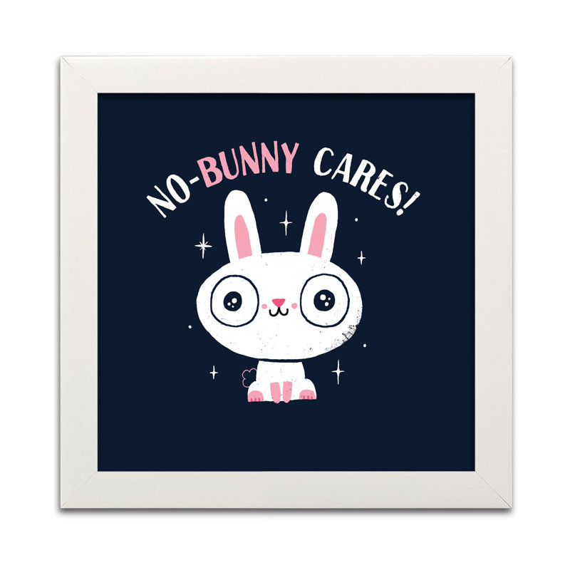 'No Bunny Cares' Graphic Art Print, White Framed Paper, 12" H x 12" W x 0.75" D