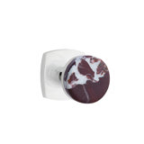Emtek Select Privacy Knobset w/ Urban Modern Rosette & Conical Stem, Rosso Levanto Marble Knob (CF)