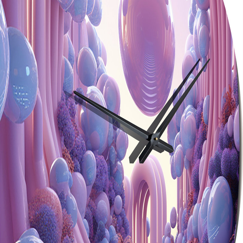 Sphère rose et bleue univers cosmique futuriste - Horloge murale paysage abstrait, Très grand