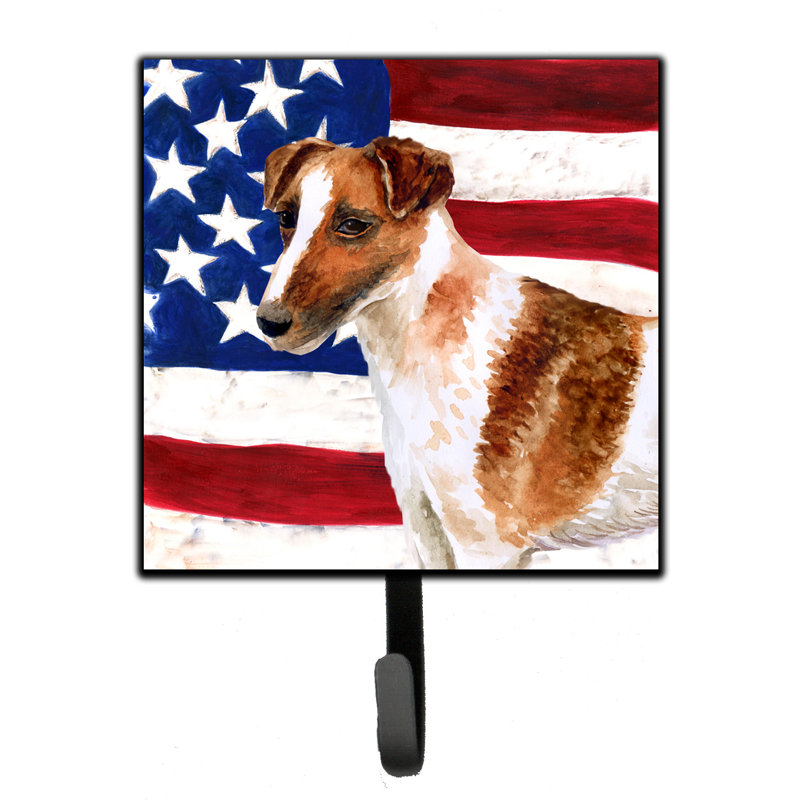 Organisateur de clés murales avec crochets clés sheltie patriotique Emrah  , Brun / saumon / bleu, Fox terrier au poil lisse