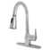FlowCurve 8 in. Centerset 1-Handle Pull-Out Sprayer Kitchen Faucet with Deckplate in Polished Chrome