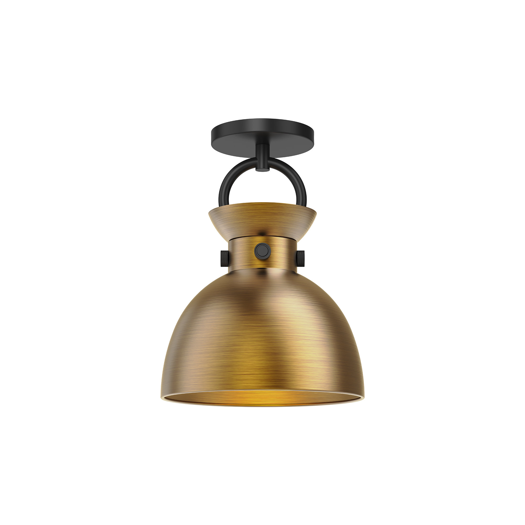 Tinka Single Light Semi Flush Mount, Matte Black/Aged Gold