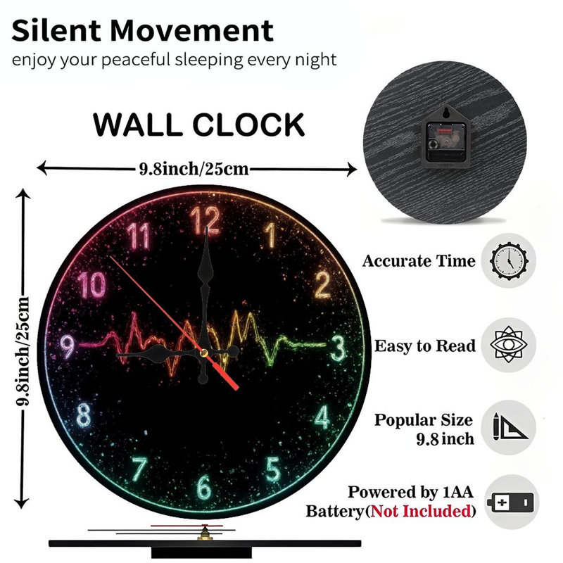 Neon effect Clock With Waveform