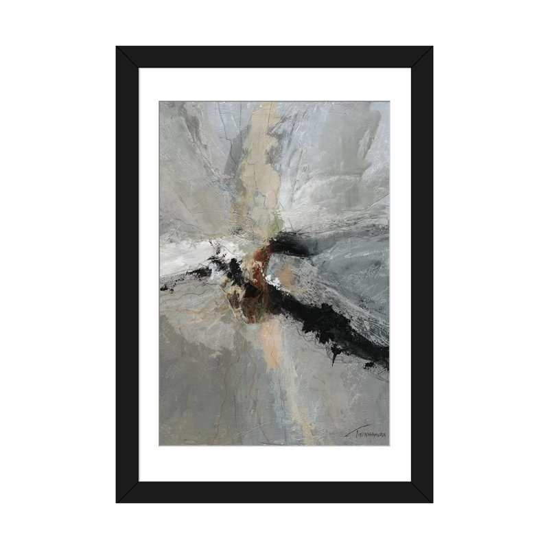 «Dispassion I», reproduction sur toile, H 24 po x l 16 po x P 1 po, Papier d'art encadré noir, Blanc