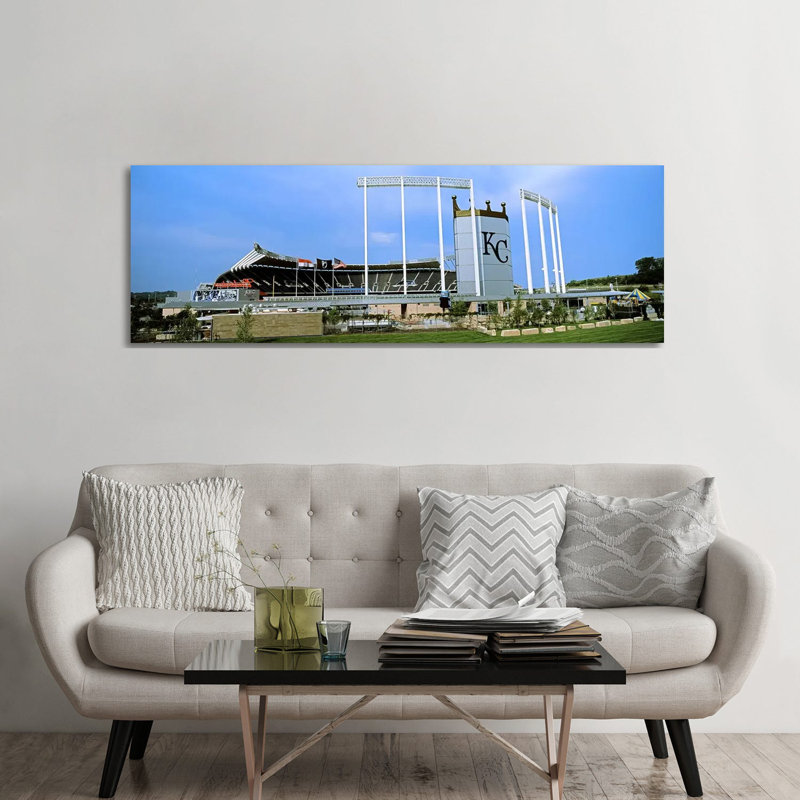 Baseball Stadium in a City, Kauffman Stadium, Kansas City, Missouri, USA 1 Piece Wrapped Canvas Panoramic Wall Art