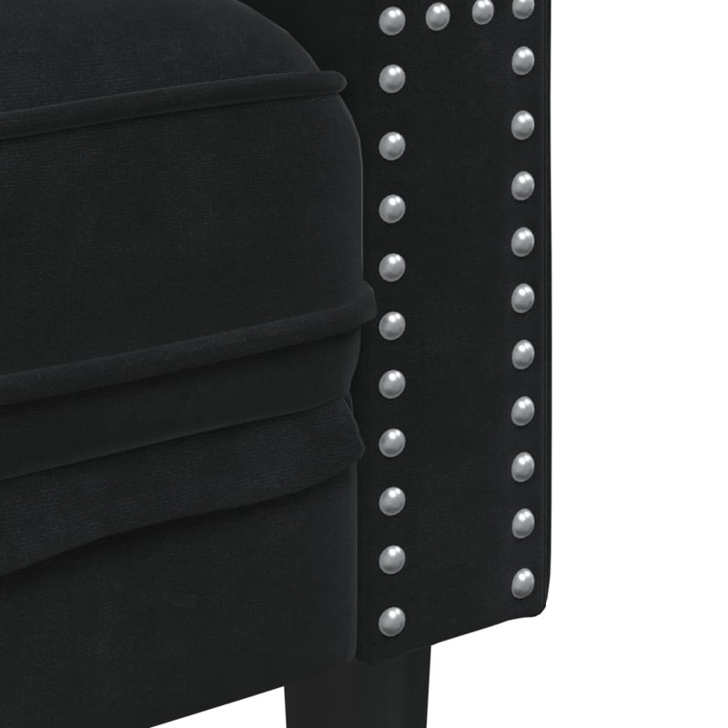 Canapé Chesterfield Solomon Fleur De Lis Living, 2-Seater, Noir