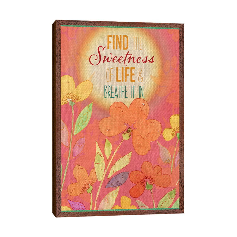 Find The Sweetness by Stephanie Ryan - Print on Canvas, 66.04cm H x 45.72cm W x 3.81cm D, Classic Brown Wood Floater Framed