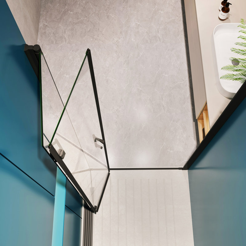 Universal Pivot 1 3/8" Adjustable Shower Door - 1/4" Tempered Glass, Matte Black, 36000 Times Open And Close Inspected, Leak Function Glass Pivot, Adjustable, Measured, Leak Resistance