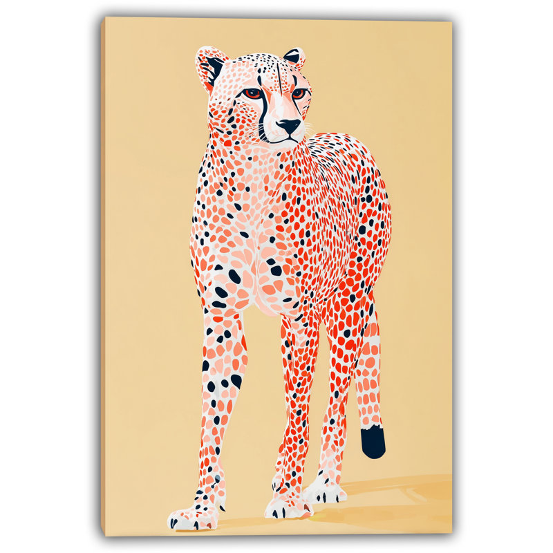 «Bold Gaze: Modern Cheetah on Sand», art mural sur toile tendue, H 24 po x l 16 po