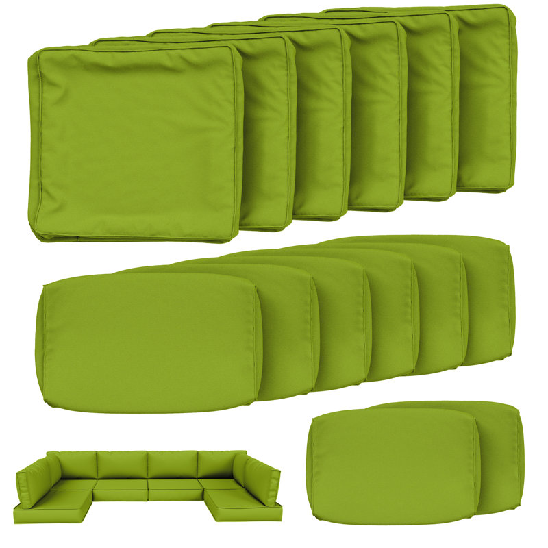 Outdoor 4” Cushion Covers Set Patio Furniture Cushion Covers, Only Covers, Grass Green