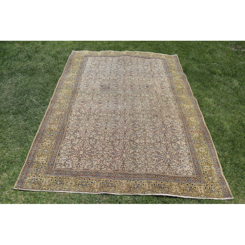 Tapis turc rétro en laine noué à la main pour décoration de salon antique ou boho