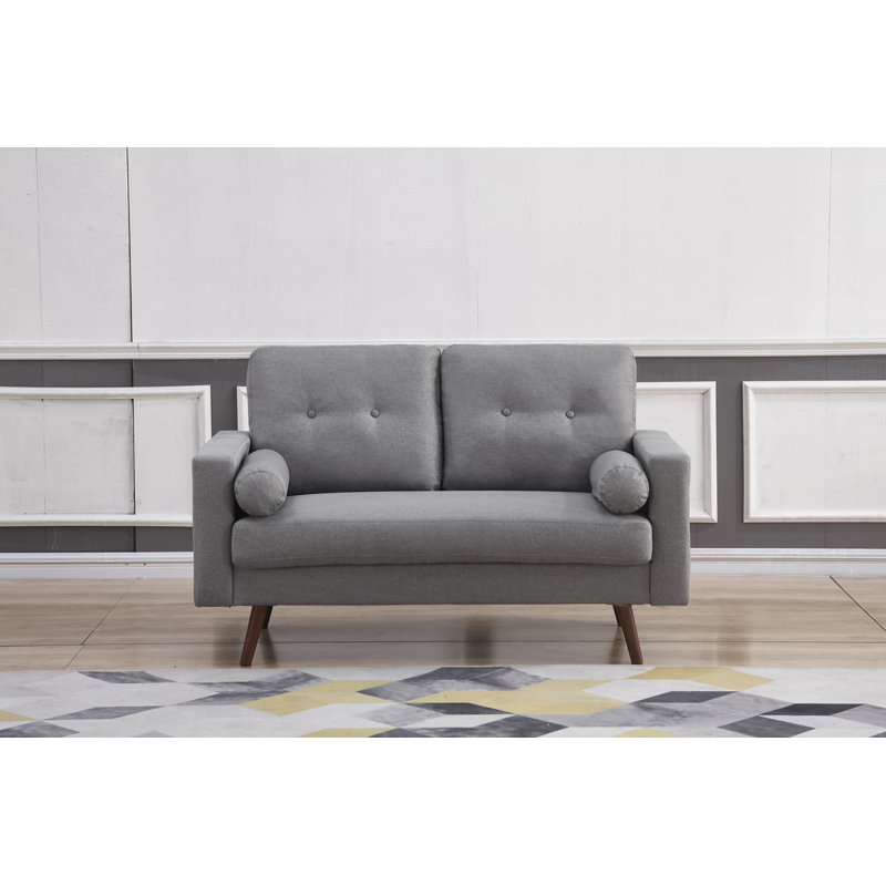 Espana Upholstered 57'' Loveseat, Light Gray Polyester