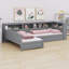 Lit plateforme en bois en L avec lit gigogne et tiroir-1173727108