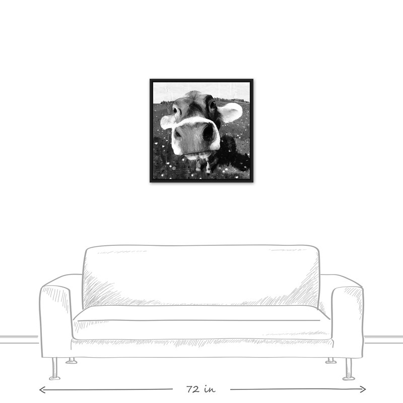 « cow close-up »-impression sur toile, H 24 po x l 24 po, Cadre noir