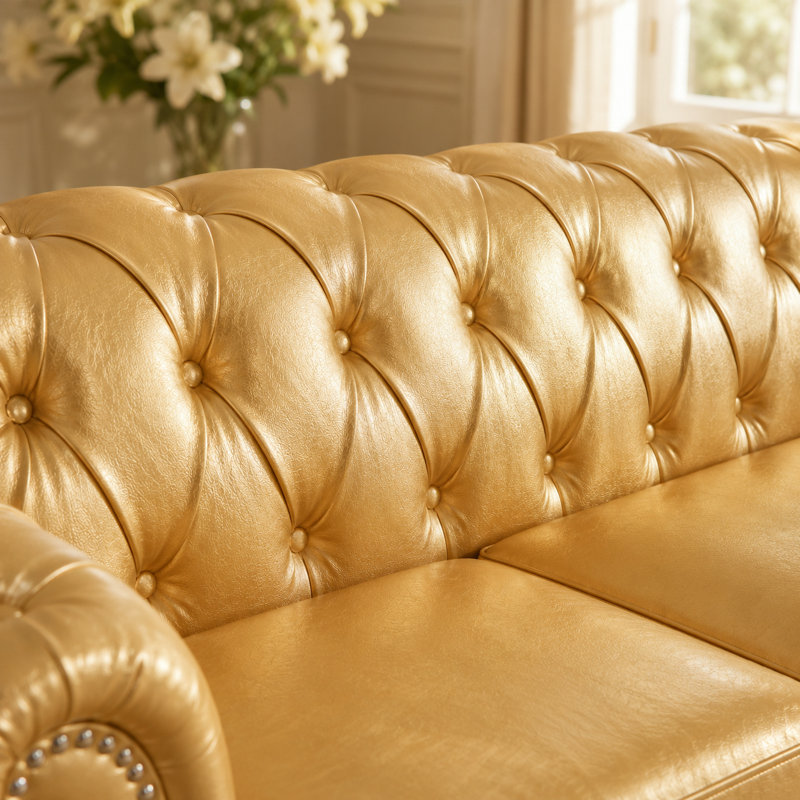 Canapé Chesterfield 3 places 84,65 po Aurelia, Gold