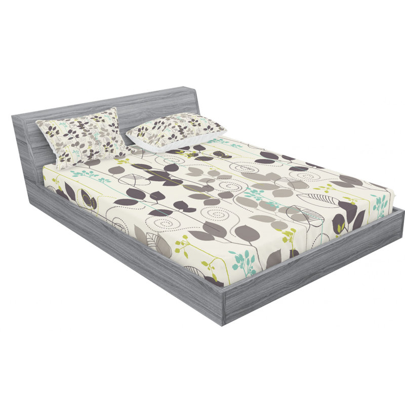 Microfiber Floral Sheet Set, Queen Sheet Set + Fitted Sheet + 2 Pillowcases
