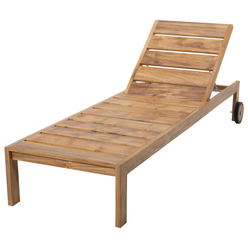 Venice Outdoor Teak Chaise Lounge, Natural