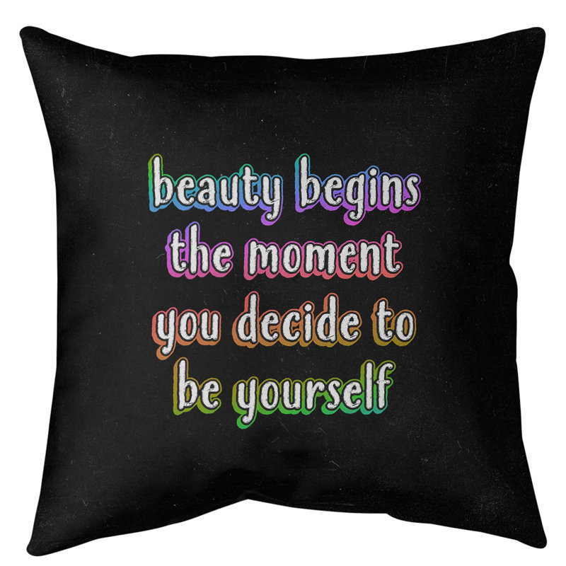 Coussin intérieur / extérieur True Beauty, 16 po x 1 po, Jaune / violet / rouge