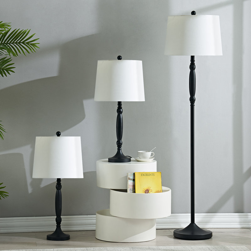 Matte Traditional Floor & Table Lamp Set
