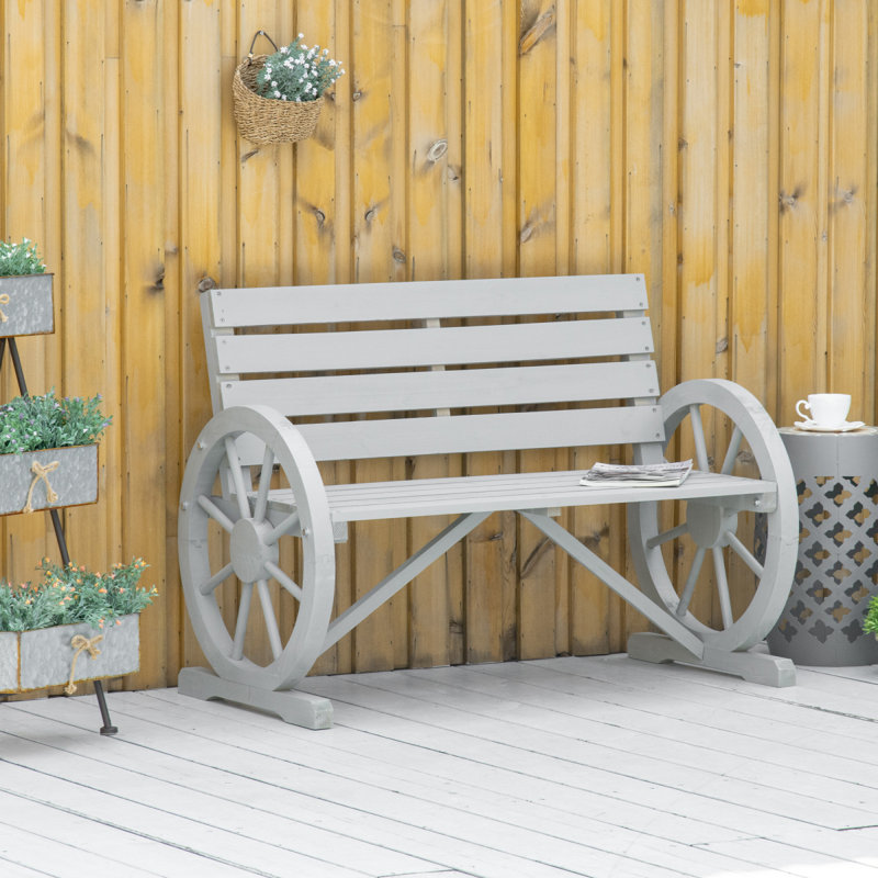 Banc en bois 41 po avec finition gris clair pour l'extérieur, Gris