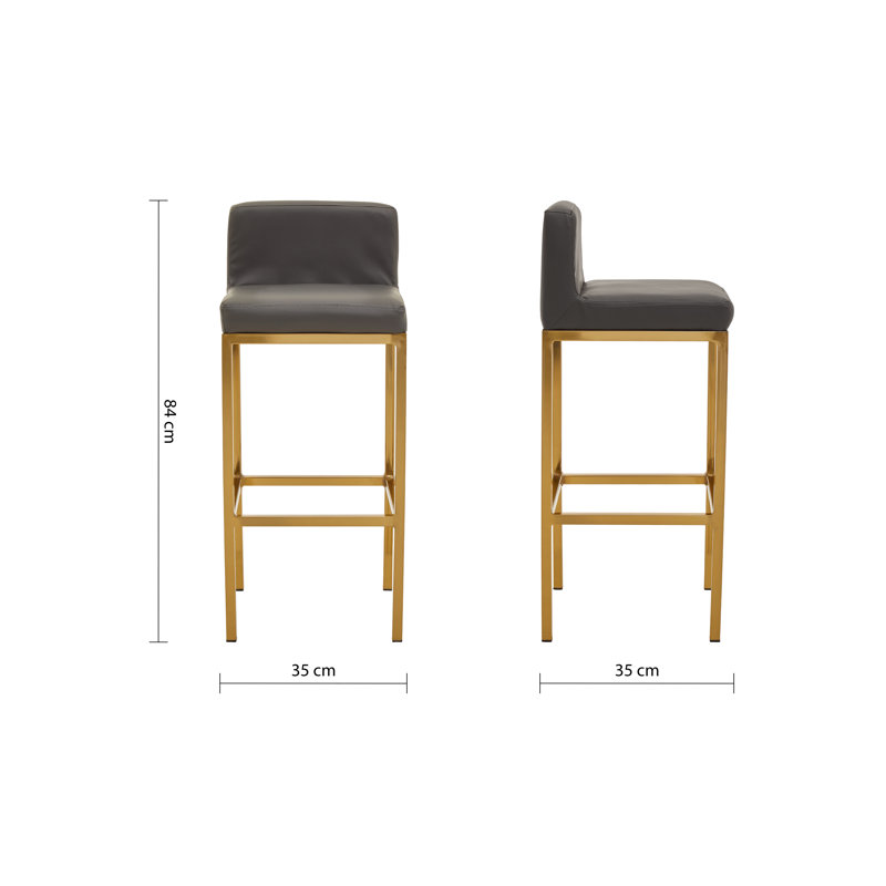 Madeline Upholstered Counter Stool with Metal Frame, Gold, Grey