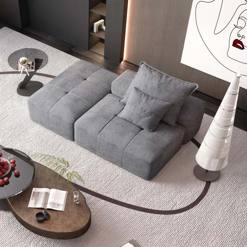 Canapé simple en tissu d'ameublement Chenille, Gris