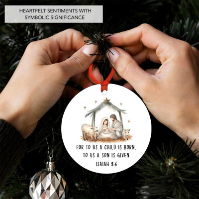 Nativity Metal Ornament For To Us A Child Is Born To Us A Son Is Given Christmas Tree Decoration For Kids And Adults