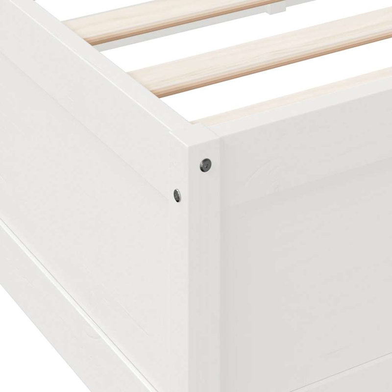 Solid Wood Storage Bed, White, Super King (6')