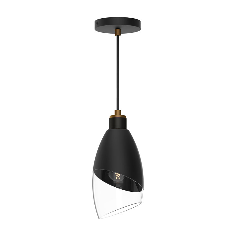 Luminaire suspendu simple à 1 lumière Tabitha, Noir mat