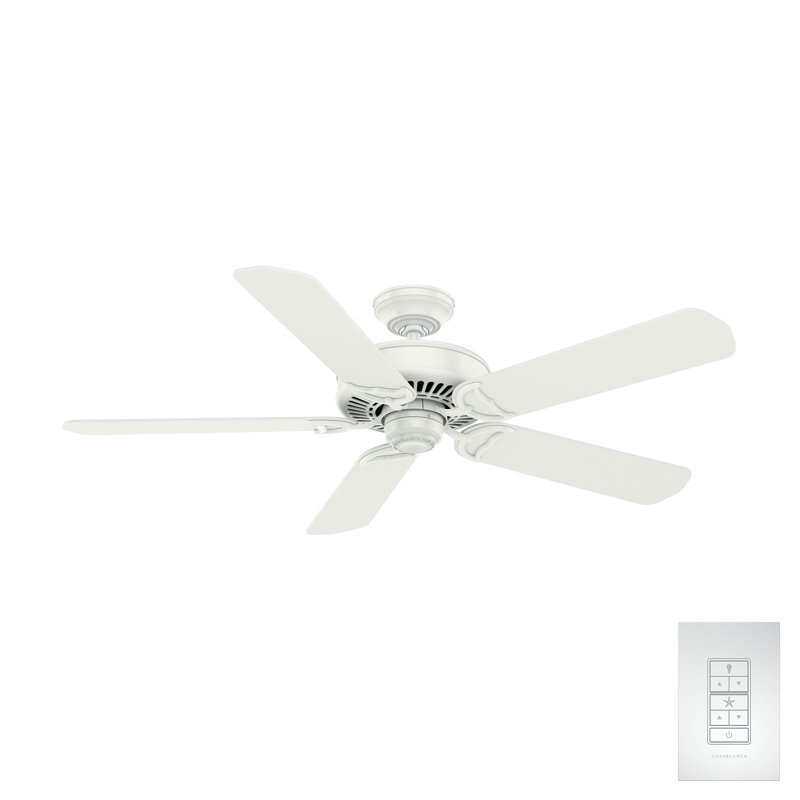 54" Panama 5 - Blade Standard Ceiling Fan with Wall Control, White
