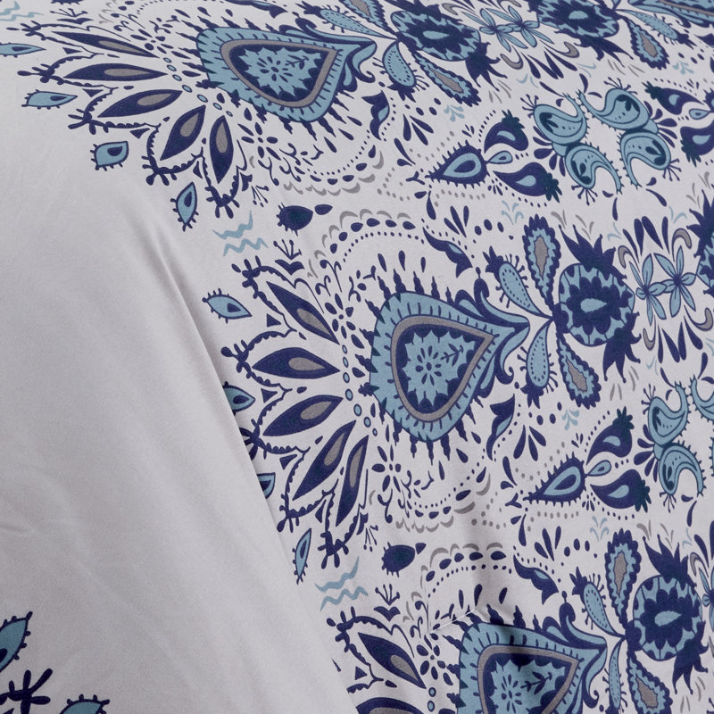 Karina King White and Blue Microfiber Reversible Comforter Set