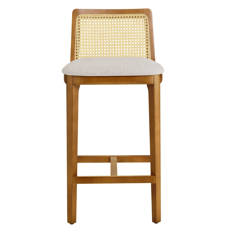 Monarch Wood And Rattan Counter Stool, White/Brown