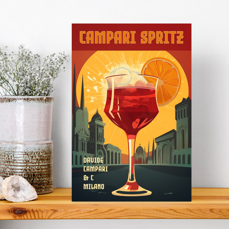 Art mural rétro Campari, H 18 po x l 12 po