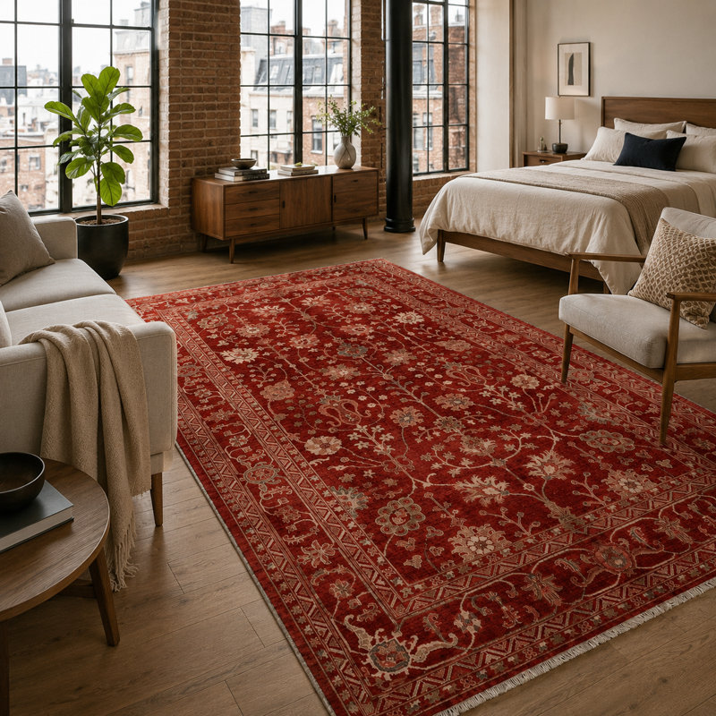 Vintage Look Cotton and Chenille Flatweave Area Rug, 120 x 180 cm
