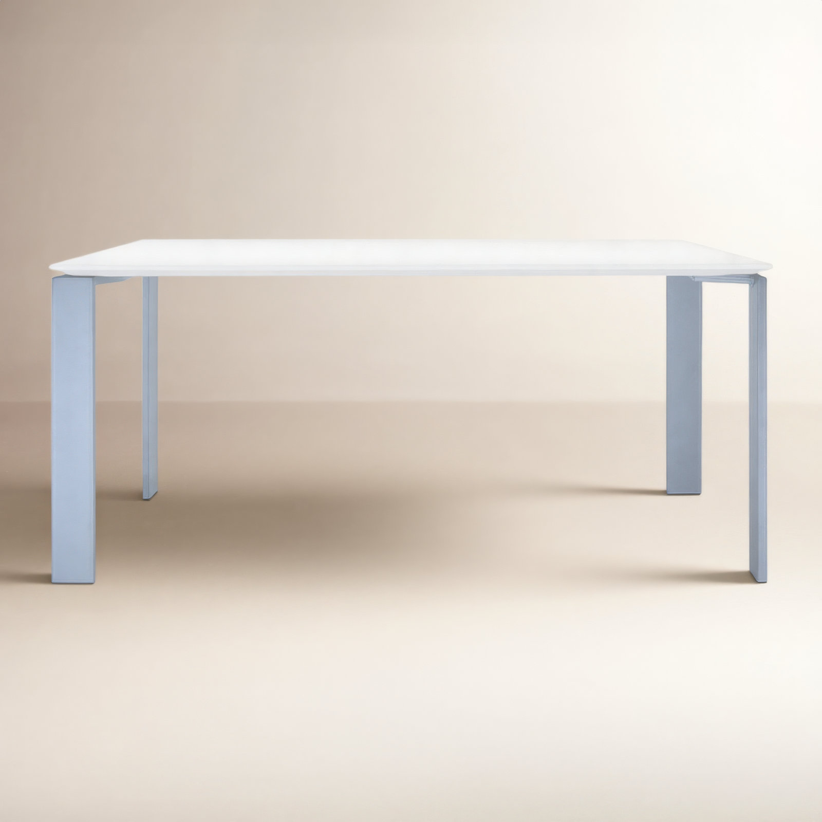 Four Dining Table, 28" H x 62" W x 31" D, White Top/Aluminum Base