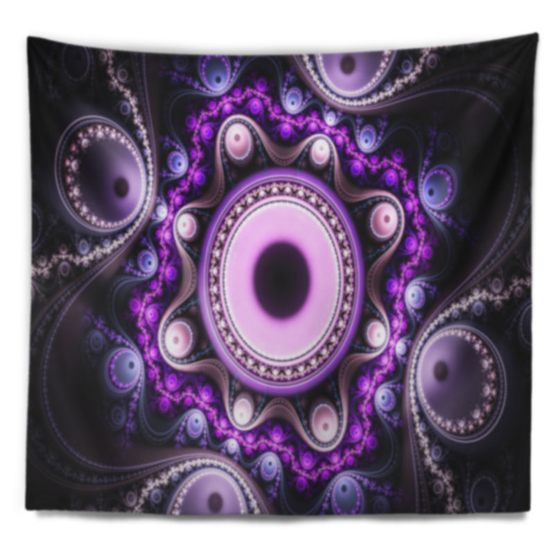Tapisserie abstraites et cercles à ondulation brillante, H 68 po x l 80 po