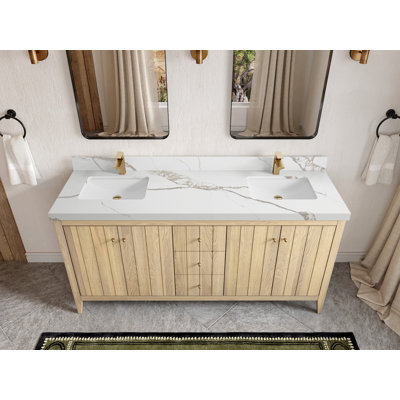 Chêne d'Atlanta 72 po X P 22 po D Meuble-lavabo double avec 2 po 