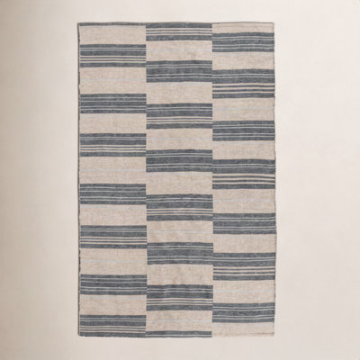 Cindy Charcoal Hand-Woven Striped Outdoor Rug