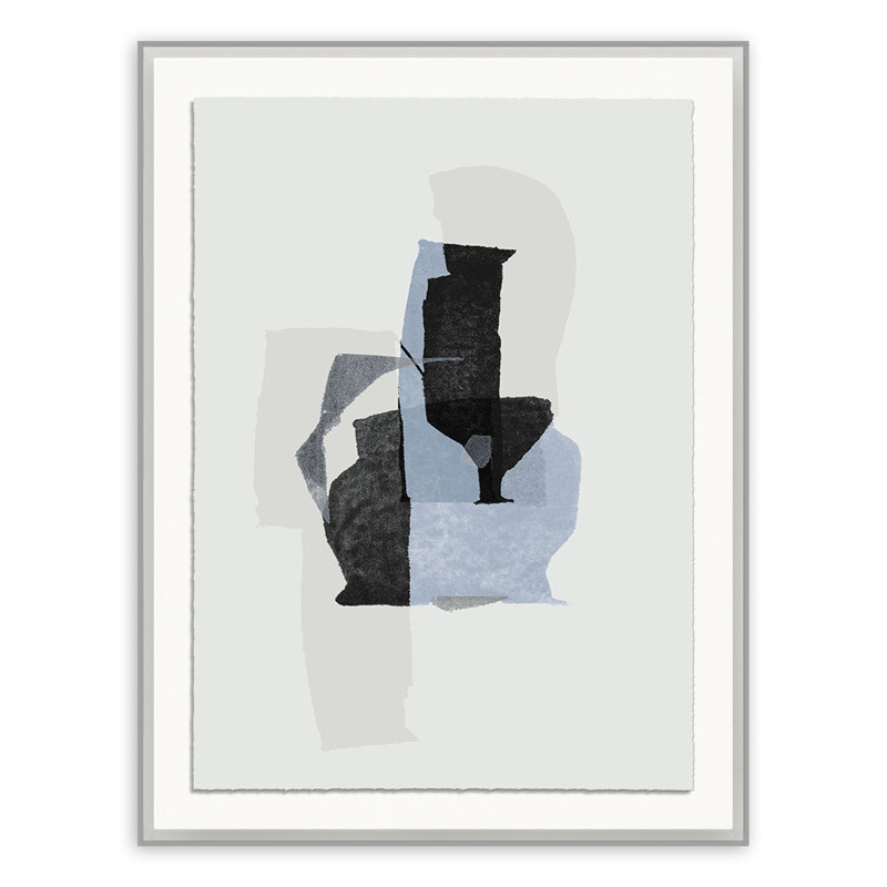 Monoprint 2 (Color Edit) Painting by Fox Studios, Black Maple Framed, 40" H x 30" W x 2.5" D