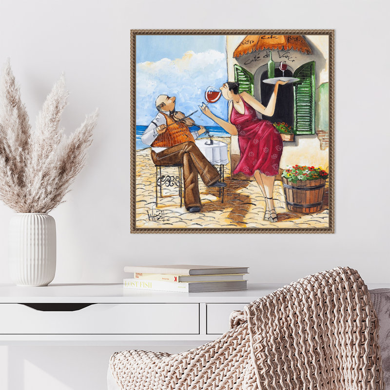 «Wine and Music» par Ronald West, reproduction d'art sur toile encadrée, H 22 po x l 22 po