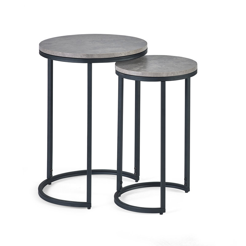 Aeris Round Nesting Tables, Concrete Grey