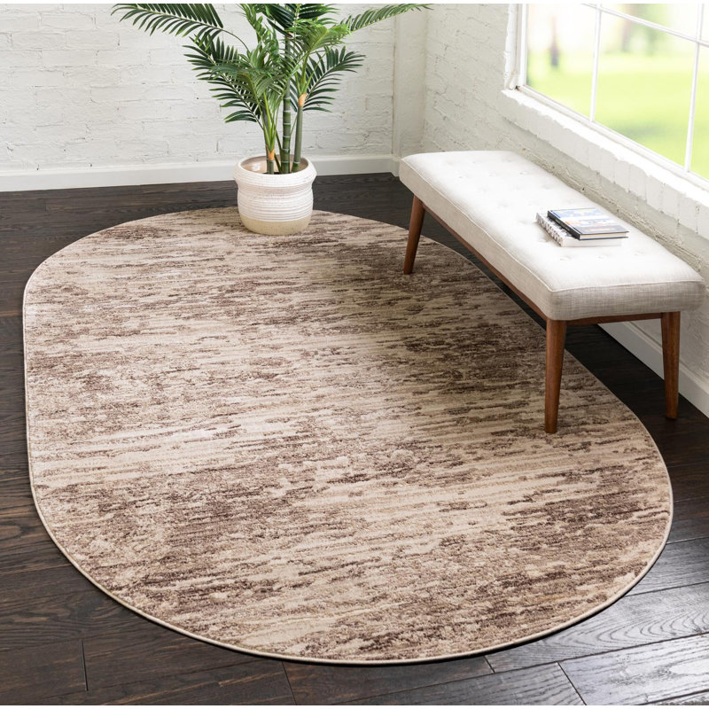 Tapis brun / ivoire Perillo, Oval 8 pi x 10 pi