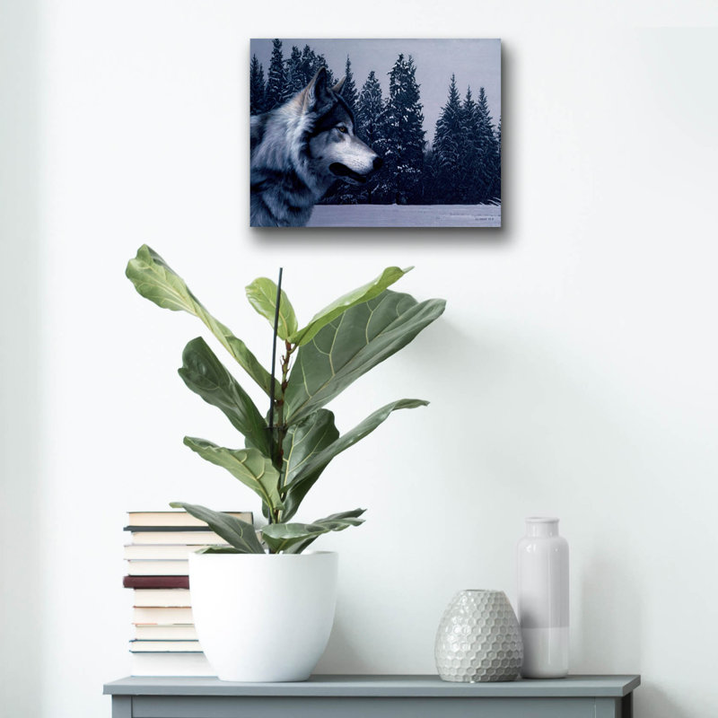 «Gray Wolf Portrait» par Ron Parker, art mural en verre acrylique, H 12 po x l 16 po x P 0,13 po